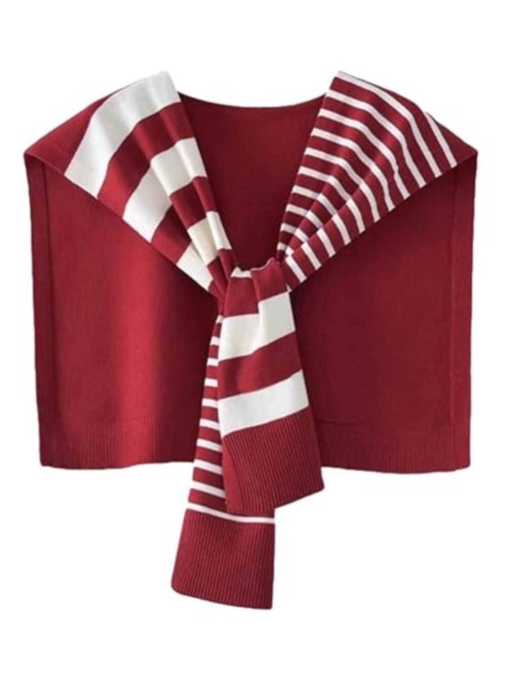 Striped Knit Shawl Wrap One Size Polyester Cardigan Poncho Pashmina Style
